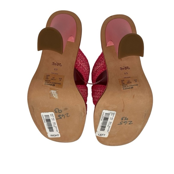 Coach Quintin Pink Crochet Slip On Heeled Sandals Women's Size 8.5 - Picture 5 of 11